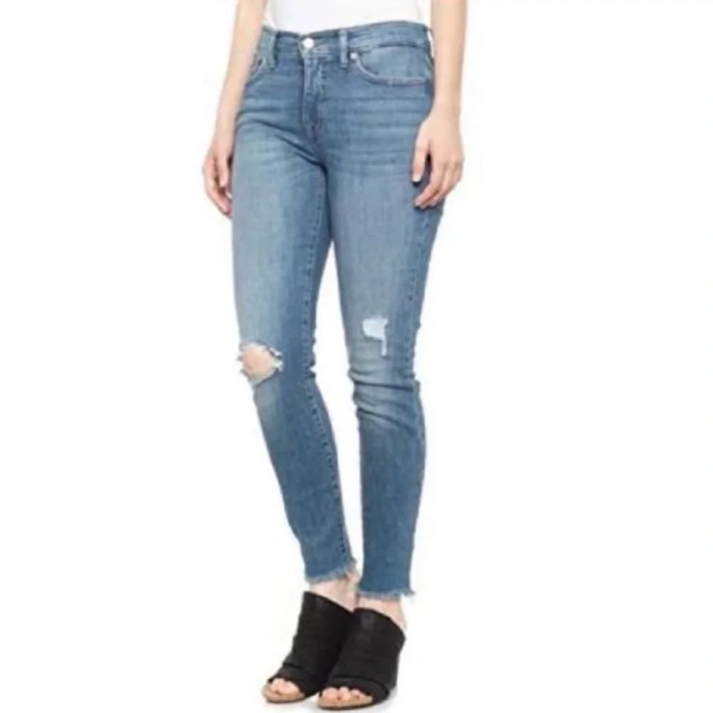 Lucky Brand Jeans Ava Mid Rise Super Skinny Distressed 10 30 Frayed‎ Hem Stretch
